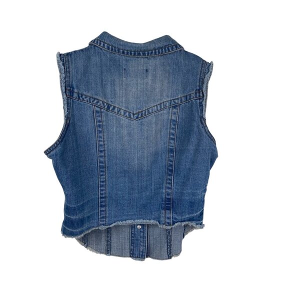Ci Sono Women's Country Boho Biker Denim Vest Blue Size M - Picture 2 of 12